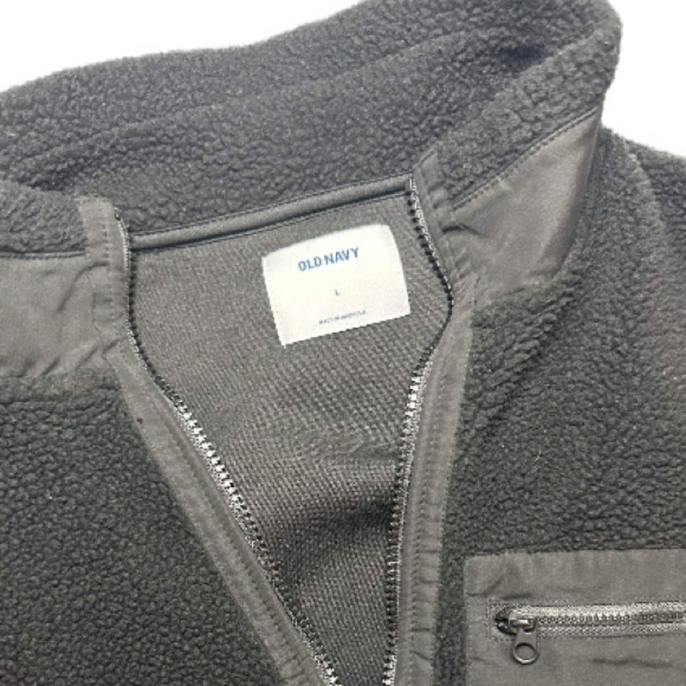Old Navy Cozy Sherpa Mock Neck Furry Zip Jacket Black Size L - Picture 7 of 11